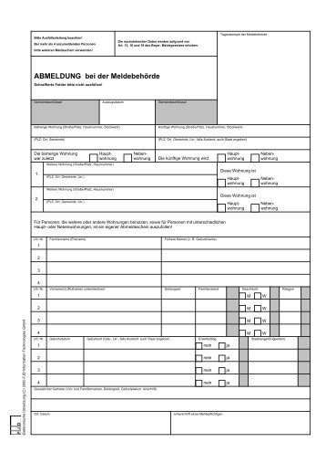 Meldewesen - Abmeldung bei der Meldebehörde