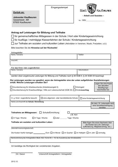 Ortsabwesenheit Jobcenter Beantragen Vorlagen Formloser Antrag Muster ...