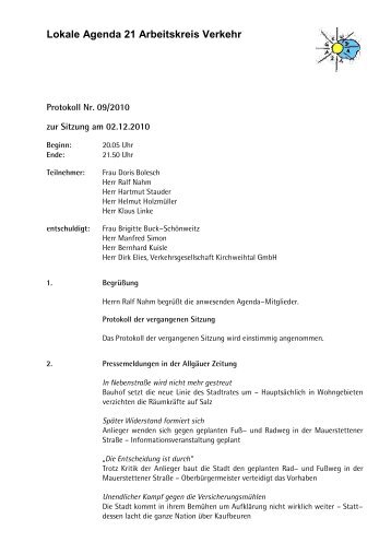 Lokale Agenda 21 Arbeitskreis „Verkehr“ - Stadt Kaufbeuren