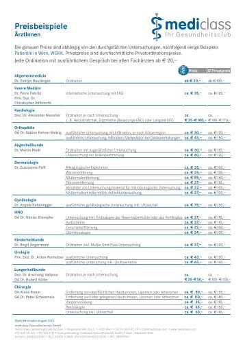 Preisbeispiele - Mediclass