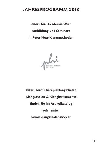 Jahresprogramm 2013 PDF Download - Peter Hess Akademie Wien