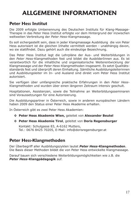 Jahresprogramm 2013 PDF Download - Peter Hess Akademie Wien