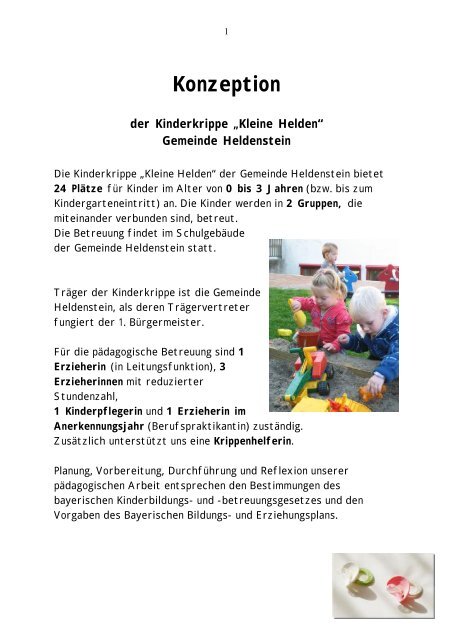 Konzeption der Kinderkrippe "Kleine Helden" - Heldenstein