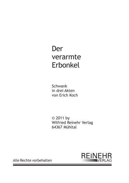 Der verarmte Erbonkel REINEHR - Reinehr Verlag
