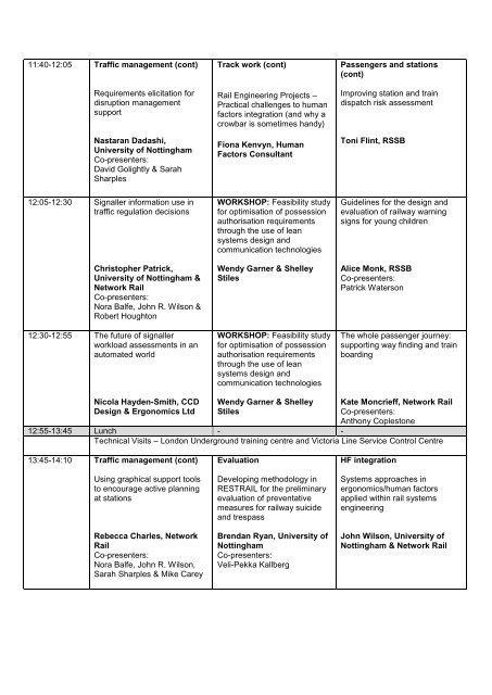 programme - Fourth International Rail Human Factors Conference