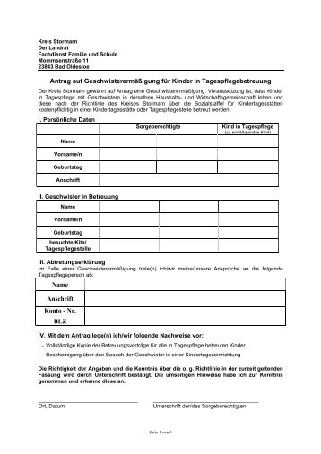 Antrag auf Gewährung einer ... - Kreis Stormarn