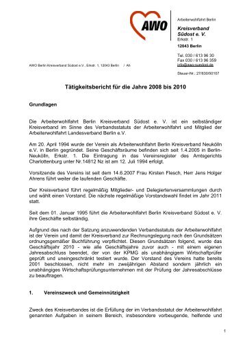 Tätigkeitsbericht 2008-2010 - Herzlich Willkommen bei der AWO ...