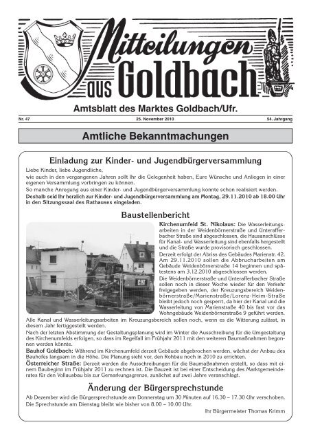 Amtliche Bekanntmachungen - Goldbach