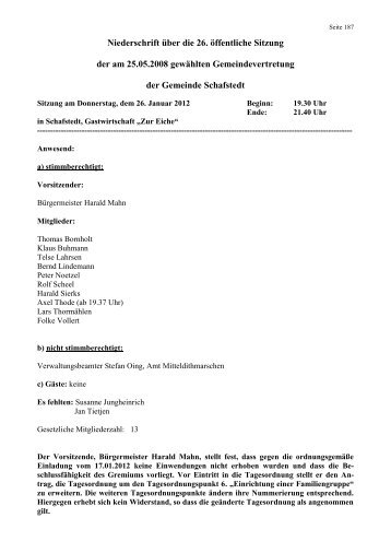 26. öffentliche Sitzung vom 26.01.2012 - Amt Mitteldithmarschen