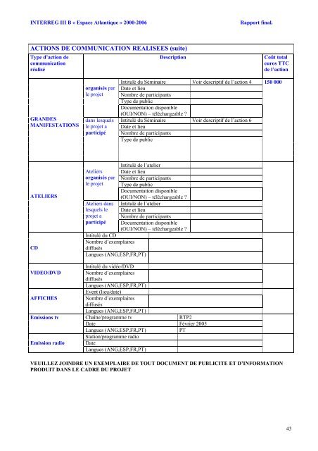 formulaire de rapport final formulaire de rapport final