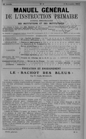MANUEL GENERAL DE L'INSTRUCTION PRIMAIRE - INRP