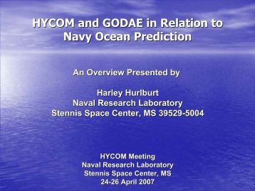 HYCOM and GODAE in Relation to Navy Ocean Prediction