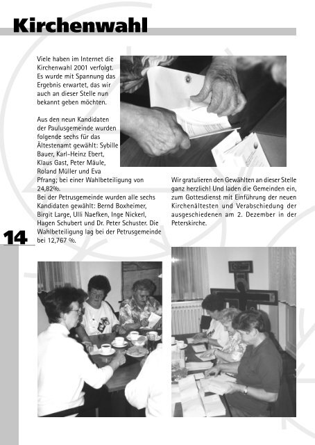 Kirchenwahl 2001 I - Evangelische Gemeinden an der Peterskirche...