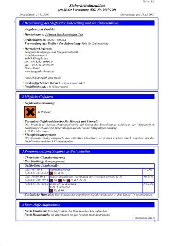 Sicherheitsdatenblatt - Ka-We