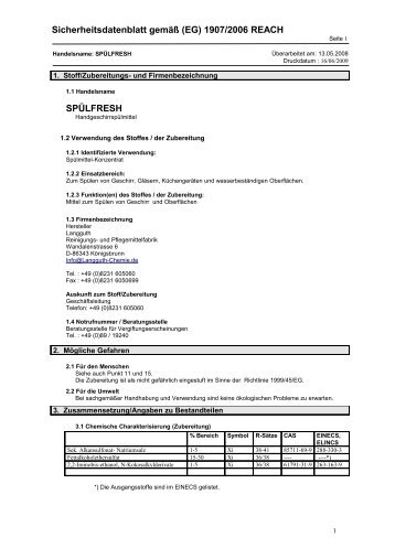 Sicherheitsdatenblatt gemäß (EG) 1907/2006 REACH ... - Ka-We