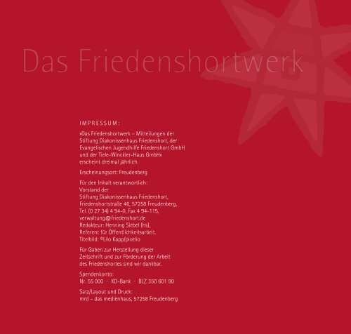 Das Friedenshortwerk - Evangelische Jugendhilfe Friedenshort