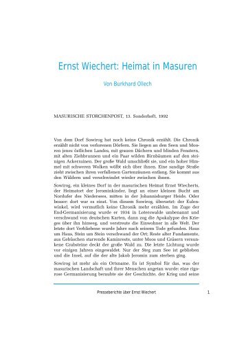 Burkhard Ollech - Ernst Wiechert: Heimat in Masuren