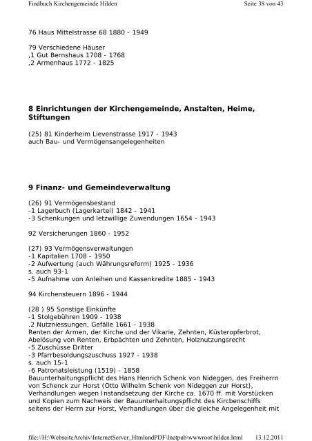 Evangelische Kirchengemeinde Hilden - Archiv der Evangelischen ...
