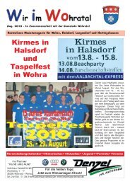 Kirmes in Halsdorf und Taspelfest in Wohra - Wohratal