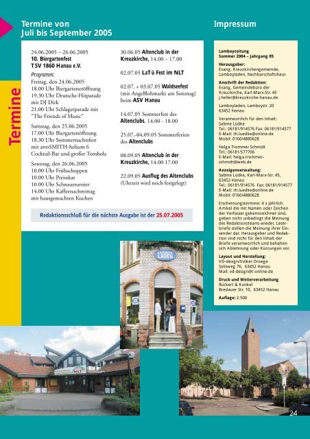 Sommer 2005 (pdf, 998 KB) - Evangelische Kreuzkirche Hanau