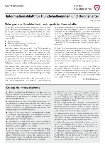 Informationsblatt für Hundehalterinnen und Hundehalter