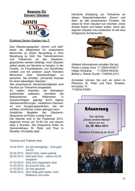 Advents- Pfarrbrief 2012 - Kirche Straelen