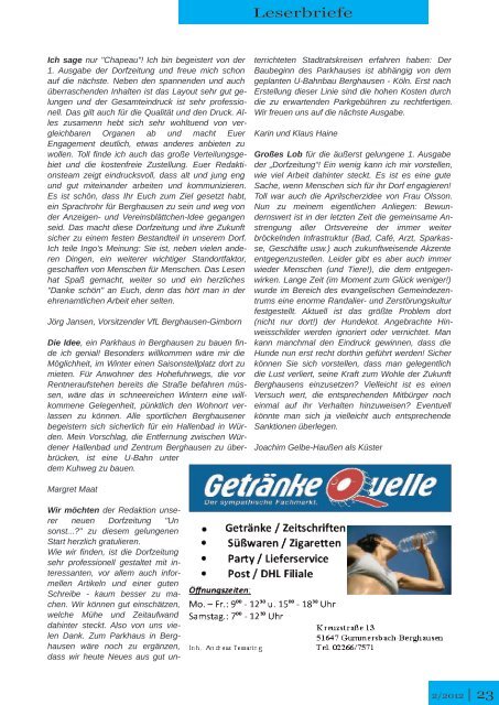 Dorfzeitung für Berghausen - Verschönerungsverein Berghausen