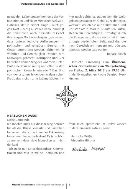 März 2012 - Evangelische Kirchengemeinde Bergisch Neukirchen