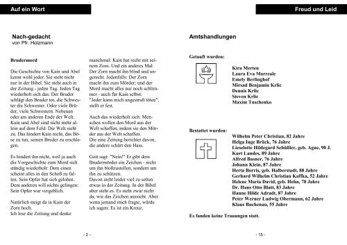 Gemeindebrief April und Mai - Kirchengemeinde Sulzbach