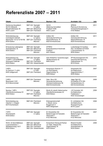 Referenzliste 2007 – 2011 - Banz AG