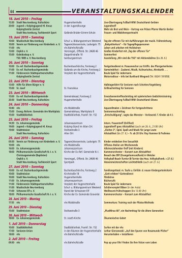 VERANSTALTUNGSKALENDER - Isenburger