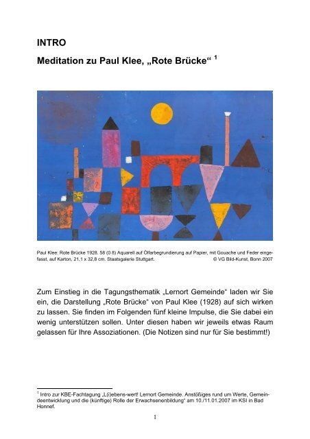 INTRO Meditation zu Paul Klee, 