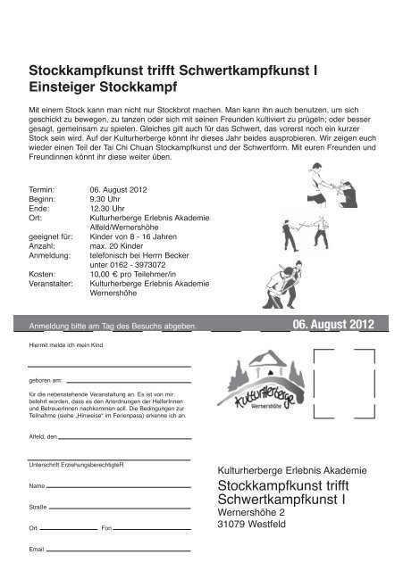 Alfelder Ferienpass 2012 - bei der jugendpflege-alfeld