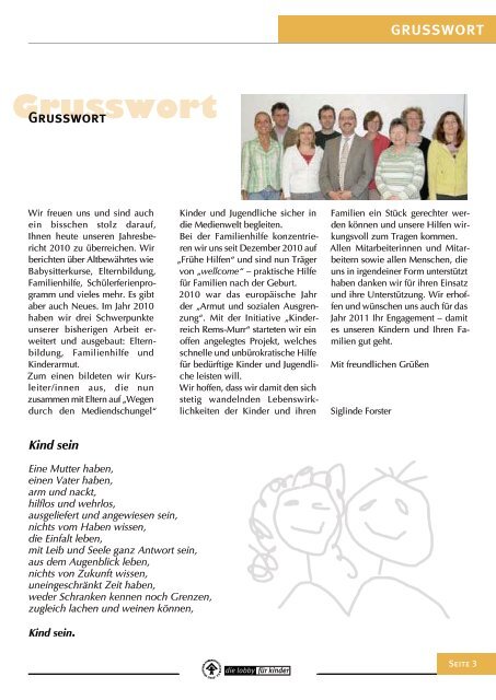 Jahresbericht 2010 - Deutscher Kinderschutzbund Schorndorf ...