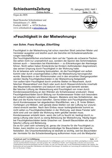 Feuchtigkeit in der Mietwohnung« - Bund Deutscher Schiedsmänner ...
