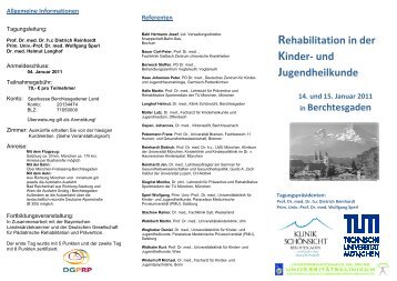 Rehabilitation in der Kinder- und Jugendheilkunde - Klinik Schönsicht