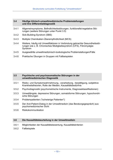 Strukturierte curriculäre Fortbildung Umweltmedizin (Curriculum ...