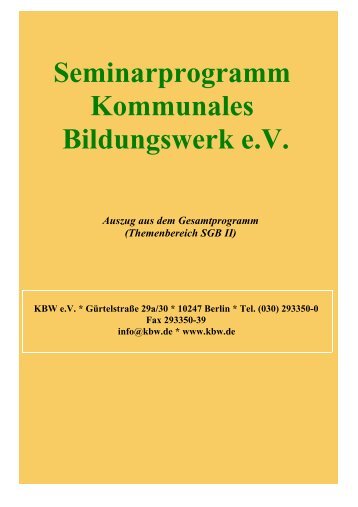 Seminarprogramm Kommunales Bildungswerk e.V.