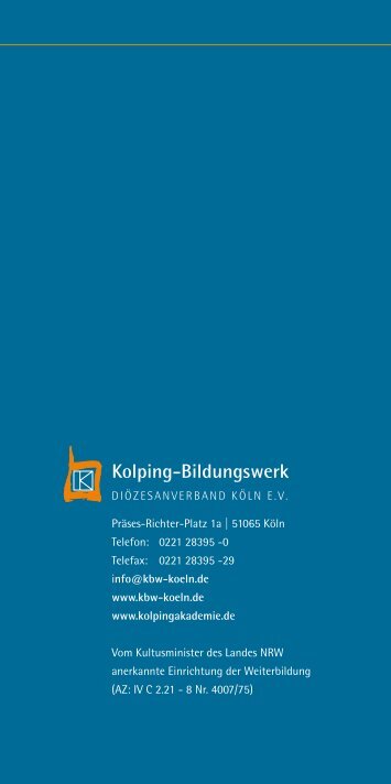 Programmheft 2011 - Kolping-Bildungswerk DiÃ¶zesanverband KÃ¶ln ...