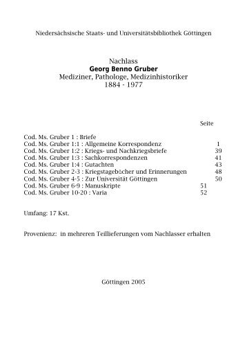 Georg Benno Gruber - HANS SUB Göttingen