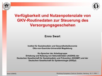 Verfügbarkeit und Nutzenpotenziale von GKV-Routinedaten zur ...