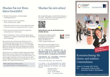 Flyer Gründerwoche in Hockenheim - Bohn - Steuerberater ...