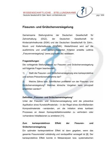 Fissuren- und Grübchenversiegelung - Deutsche Gesellschaft für ...