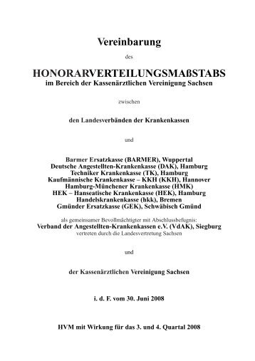 HVM Vereinbarung - Kassenärztliche Vereinigung Sachsen