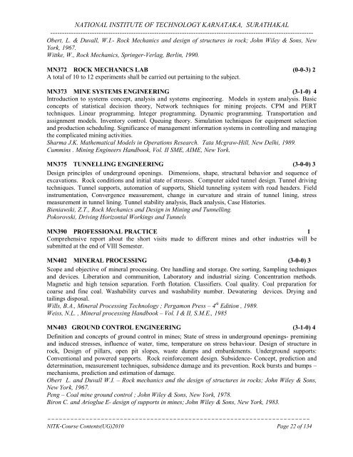 course contents - ug - National Institute of Technology Karnataka