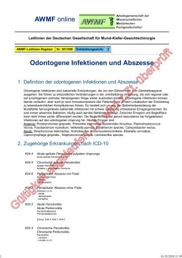 007-006 S2 Odontogene Infektionen und Abszesse 02 ... - AWMF