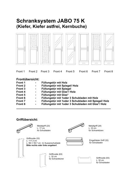 JABO Schrank Nr. 75 Produktinformation/Datenblatt ... - Regale Berlin