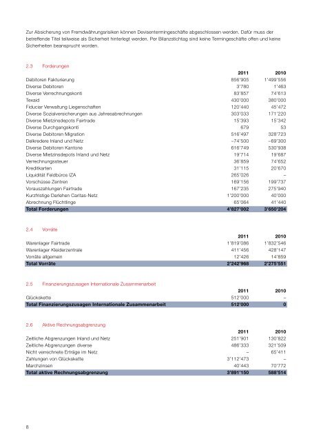 Finanzbericht 2011 - CARITAS - Schweiz