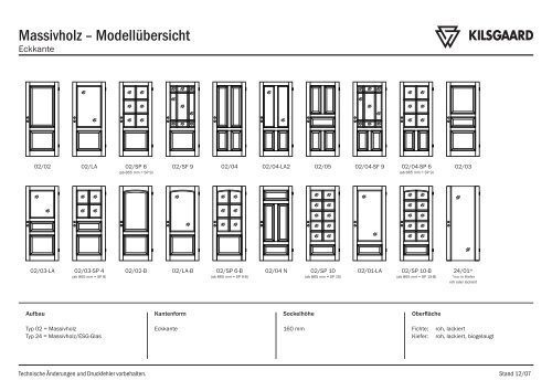 Massivholz – Modellübersicht - Kilsgaard