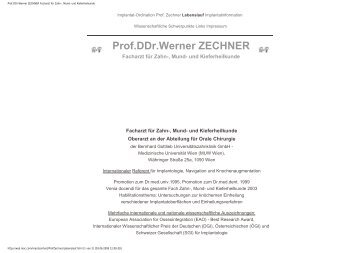 Prof. Werner Zechner - International Bone Management Network